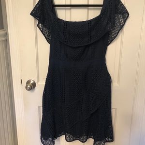 Off the Shoulder Lace Mix Dress